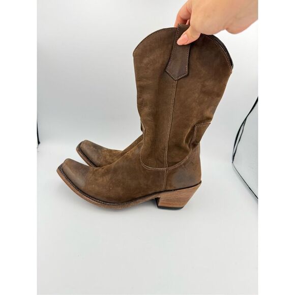 NWOT Leddy’s Ranch Womens Brown Suede Western Mid Calf Tall Cowboy Boots Size 10 - Picture 1 of 10
